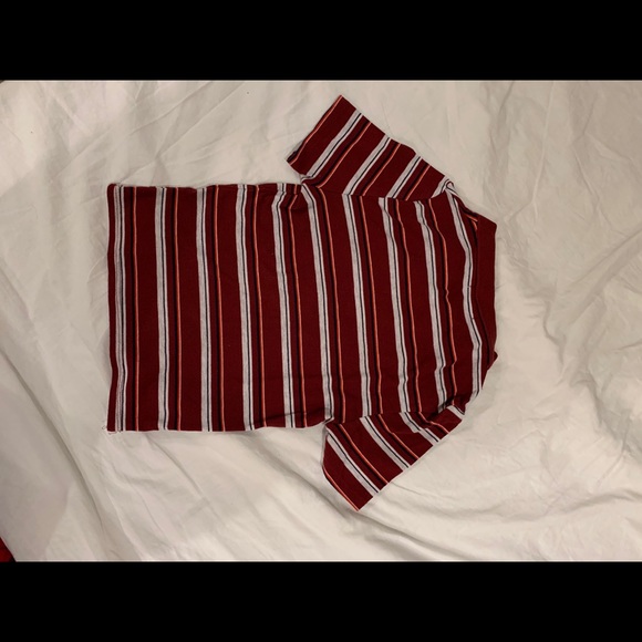 collared crop top striped quarter zip - Picture 4 of 4